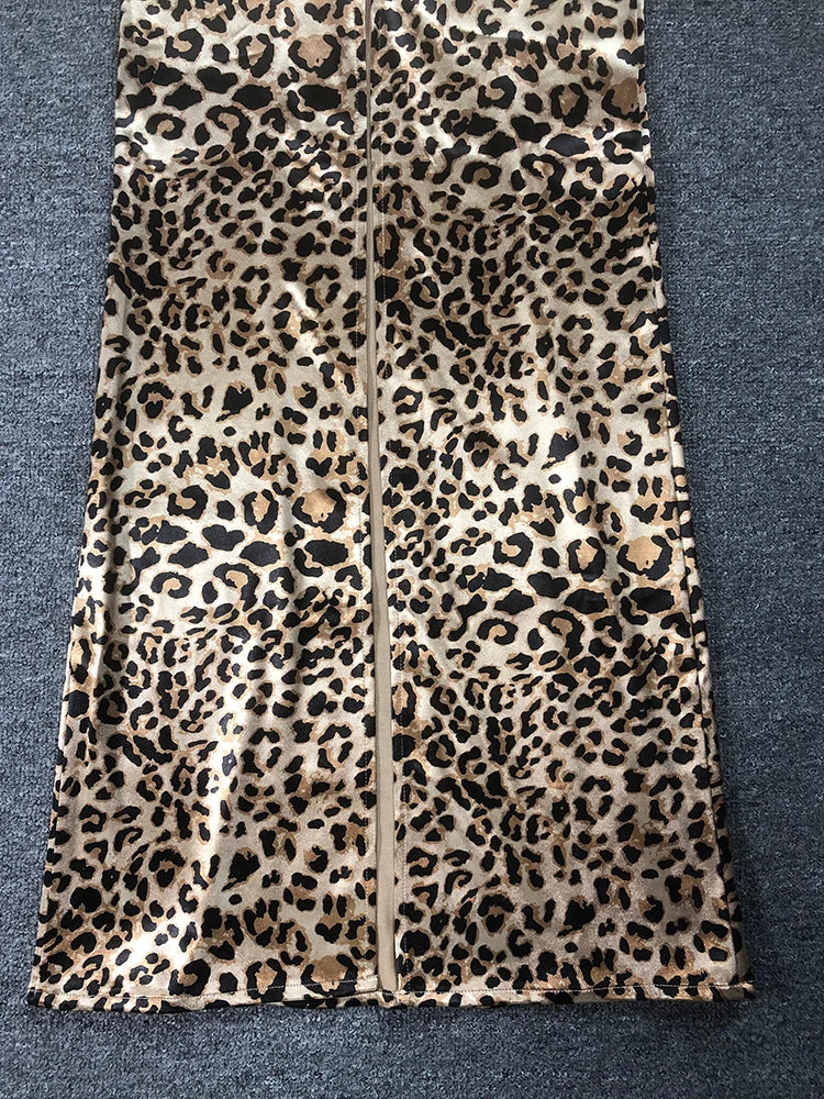 Leopard print fabric on a dark blue background