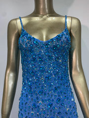 Rhinestone Mesh Embellished Spaghetti Strap Maxi Dress