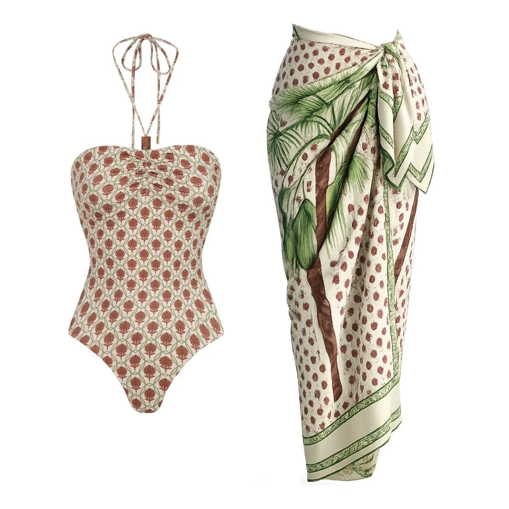 Patterned Swimwear Set