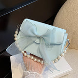 Sweet Bow Hand Bag Pearl Chic Handle Messenger Bag