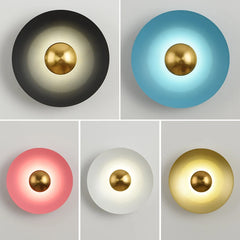 Children Bedroom Decor Lamp Macaroon Frisbee Wall Lamp Led 10W Golden Atelier