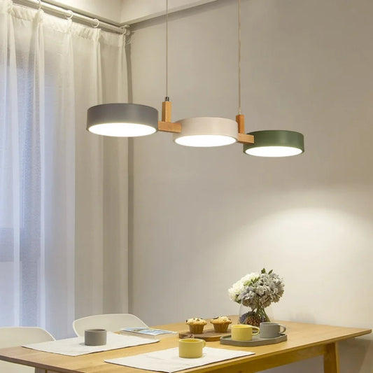 Led Pendant Lights for Island Kitchen and Ceiling Wooden Decoration