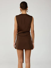 Plunging Neck Knot Front Mini Dress