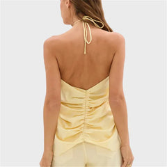 Ruffled Flower Halter Crop Top