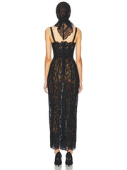 Black lace dress on a white background