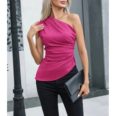 Sleeveless One-Shoulder Skinny Fit Tank Top