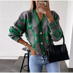 Women Embroidery Knit Cardigans Loose Sweaters