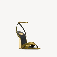 Wedge Gold Heel Ankle Strap Sandal