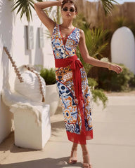 Majolica Tile Pattern Halterneck Bikini Set