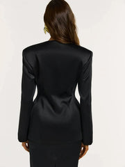 Satin Hourglass Waist Blazer