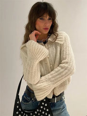 Beige Flare Long Sleeve Sweater 