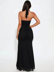 Black evening gown on a white background