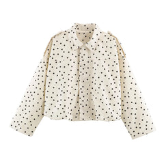 Polka Dot Turn Down Collar Jacket