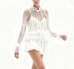 Sheer Ruffled Tiered Frill Blouse