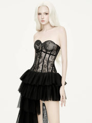 Asymmetrical tulle skirt detail