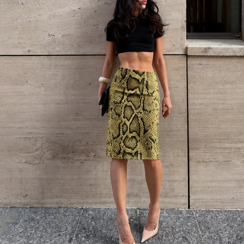 Snake print pencil skirt