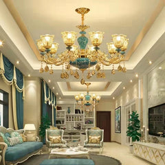 European-Style Ceramic Chandelier Luxury Crystal Lamp