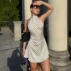Polka Dot Halter Neck Mini Dress