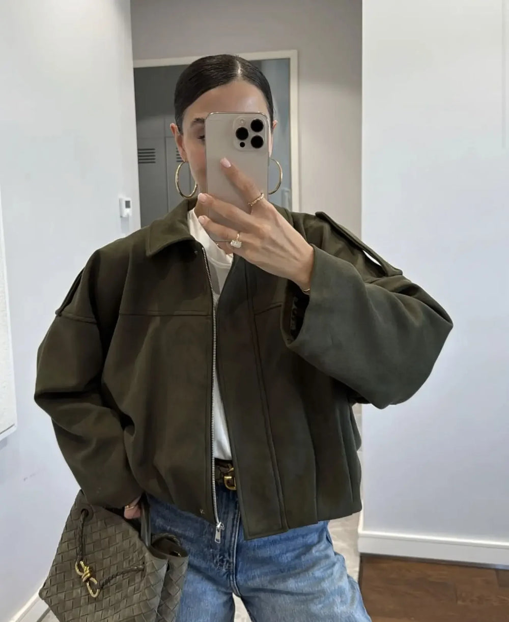 Lapel Suede Cropped Jacket
