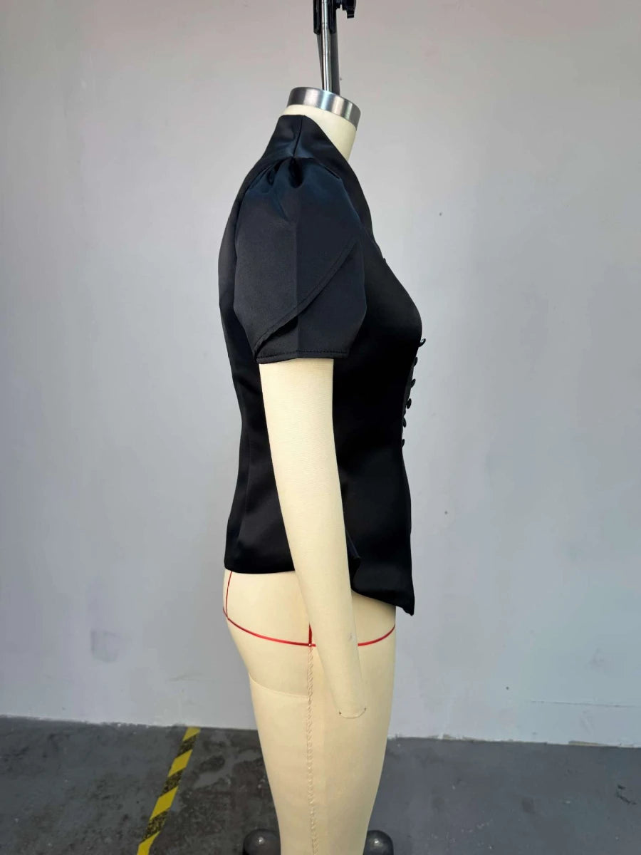 Black top on a mannequin- side