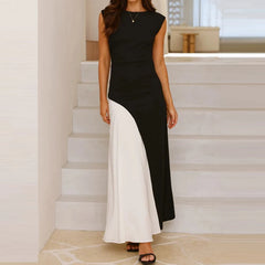  Asymmetric Black N White Maxi Dress.