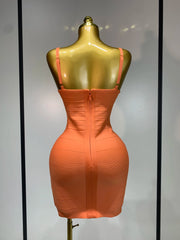 Ribbed Strap Bandage Mini Dress