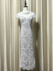 Floral lace midi dress on mannequin
