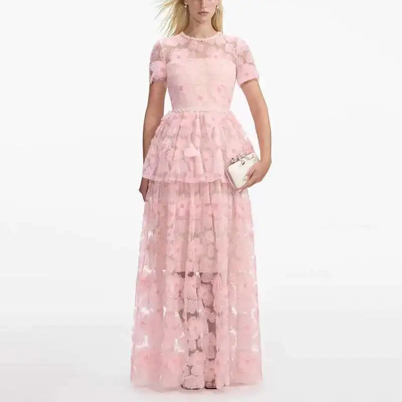 Pink floral dress on a white background