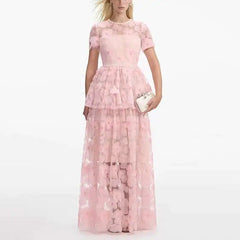 Pink floral dress on a white background