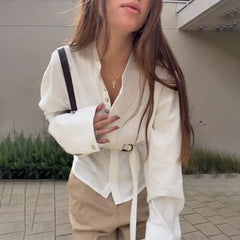 Flared Sleeve Belted Shirt