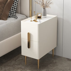 White Metal Nightstands With Drawers Storage-Golden ATelier