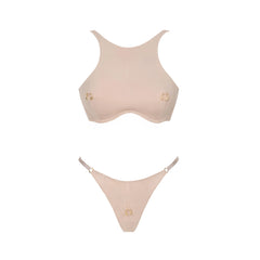 Solid Sequin Bikini and Skirt Swimwear Set
