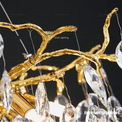 Crystal Led Gold Luster Tree Branch Chrome Chandelier