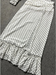 Polka dot high waist skirt with slit