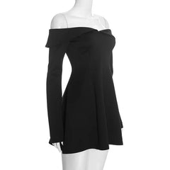 Off Shoulder Long Sleeve Blazer Mini Dress