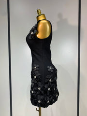 3d Flower Detail V-Neck Sleeveless Bandage Mini Gown