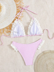 Gingham Ruffled Bikini Set