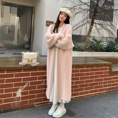 Thickened Mink Fleece Knitted Long Coat