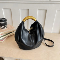 Metal Handle Soft PU Dumpling Shoulder Bag