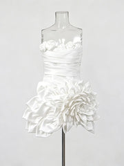 3D Rose Embellished Strapless Mini Dress