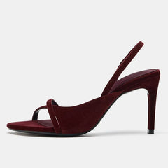 Velvet Cross Strap Stiletto Heels