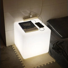 Led Light Side Table Smart White Light Nightstand