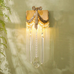 Retro Vintage Brass Bow Crystal Wall Lamp