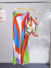 Psychedelic Print Halter Top & Wide-Leg Pants Set