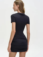 Collared Zipper Bodysuit and Ruched Playsuit
