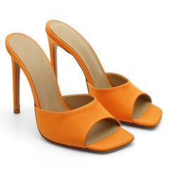 Peep Toe Stiletto Heel Mules