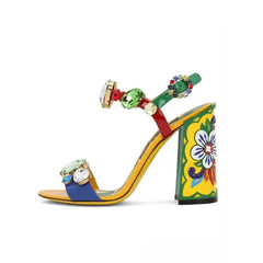 Jewelled Chunky Heel Sandals