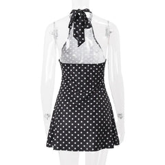 Polka Dot Halter Neck Mini Dress