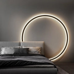 Background Lighting Lamp Minimalist Circle Bedhead Wall Lamp Golden Atelier