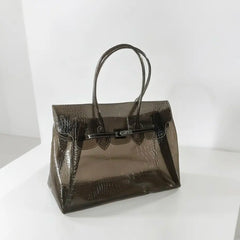Crocodile Embossed Jelly Transparent Tote Bag